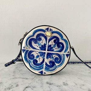 *SOLD* DOLCE & GABBANA Majolica Print Leather Glam Round Shoulder Bag